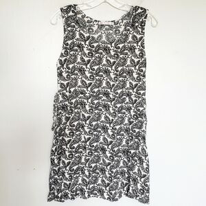 Pink Blush Maternity White Black Paisley Side Tie Tunic Top M